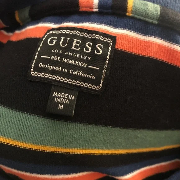 GUESS Black Tee with Green and Orange Stripe Pattern - Picture 5 of 5